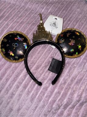 Disney Black & Gold 50th Anniversary Castlew Mickey Ears Headband